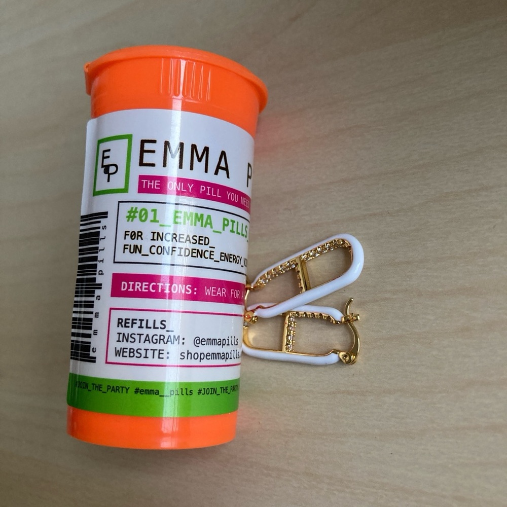 Emma Pills OG Signature Gold Pill Earrings New